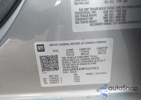 2023 Chevrolet Silverado 1500 4Wd Short Bed Rst from USA, damaged, VIN 2GCUDEED4P1127413